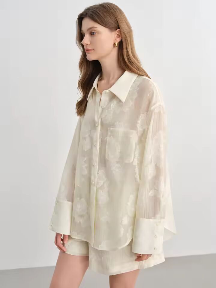 DUSHU Texture Jacquard Fashion Suit 2025 Summer Casual Print Cover Meat Slim Shirt Shorts 25DS82676+25DS82683