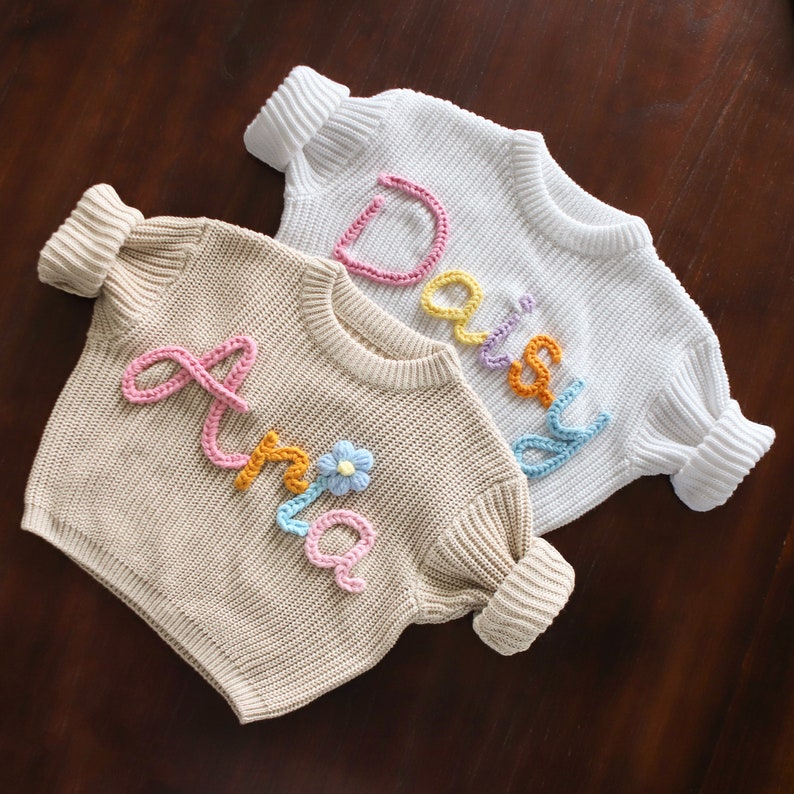 Baby Name Sweater, Baby Knit Sweater, Embroidered Baby Sweatshirt, Personalized Baby Clothes, Baby Girl Coming Home Outfit, Baby Shower Gift